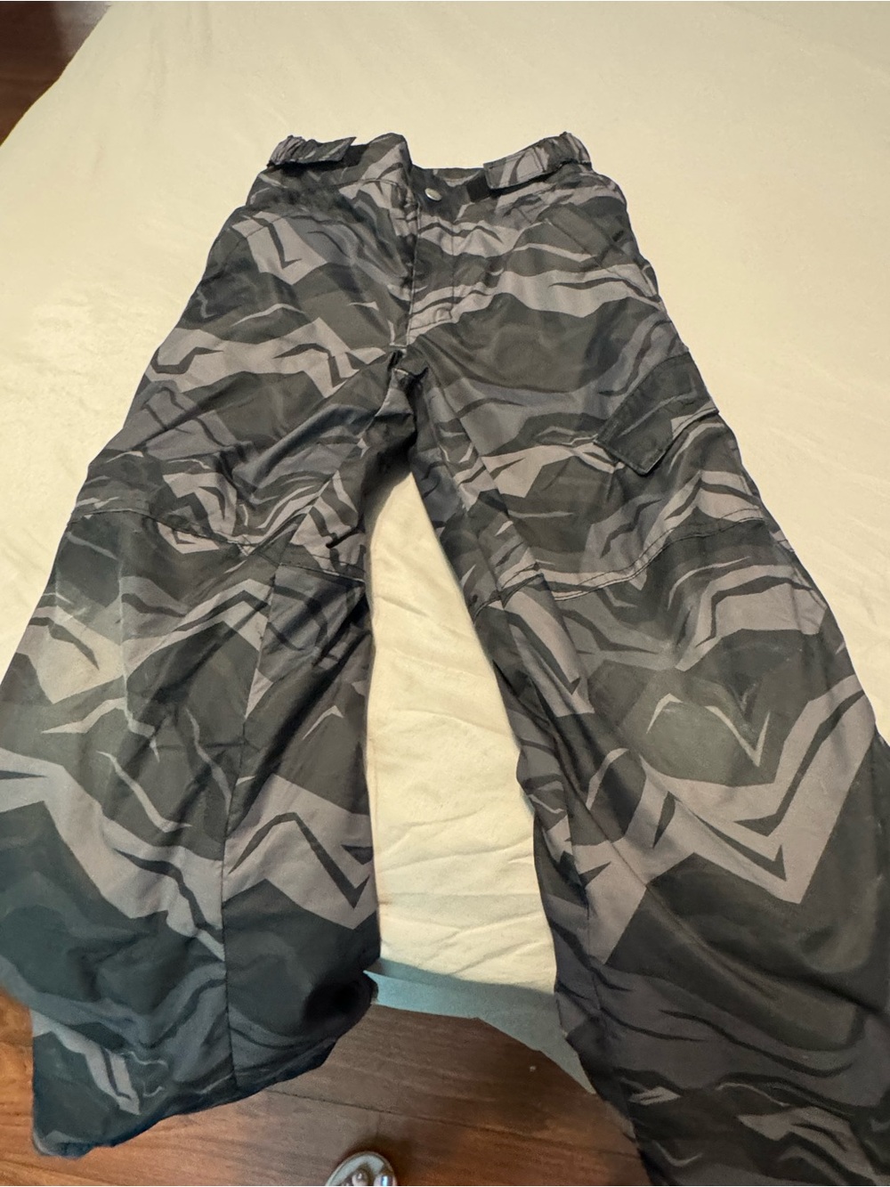 Columbia Kids Snow Pants Youth Size 8 - Gray & Black Camo - Fleece Lined Ski